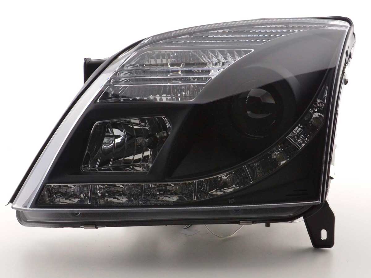Scheinwerfer Set Daylight LED Tagfahrlicht Opel Vectra C 2002-2005 schwarz Scheinwerfer Set Daylight LED Tagfahrlicht Opel Vectra C 2002-2005 schwarz